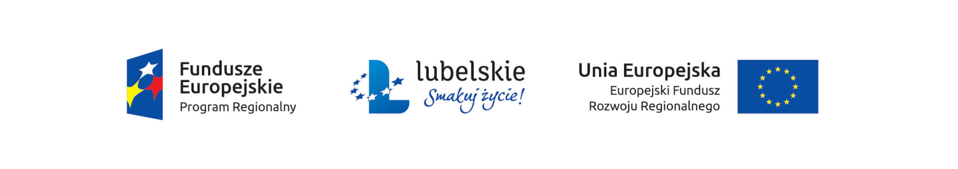 Loga dofinansowań unijnych oraz 'Lubelskie Smakuj życie!'